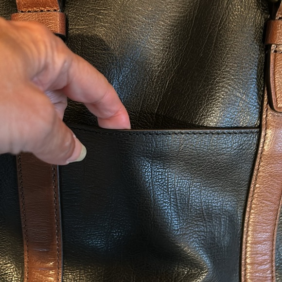 Unisex Fossil Leather Briefcase - Black/Brown- Excellent Condition - Picture 3 of 15